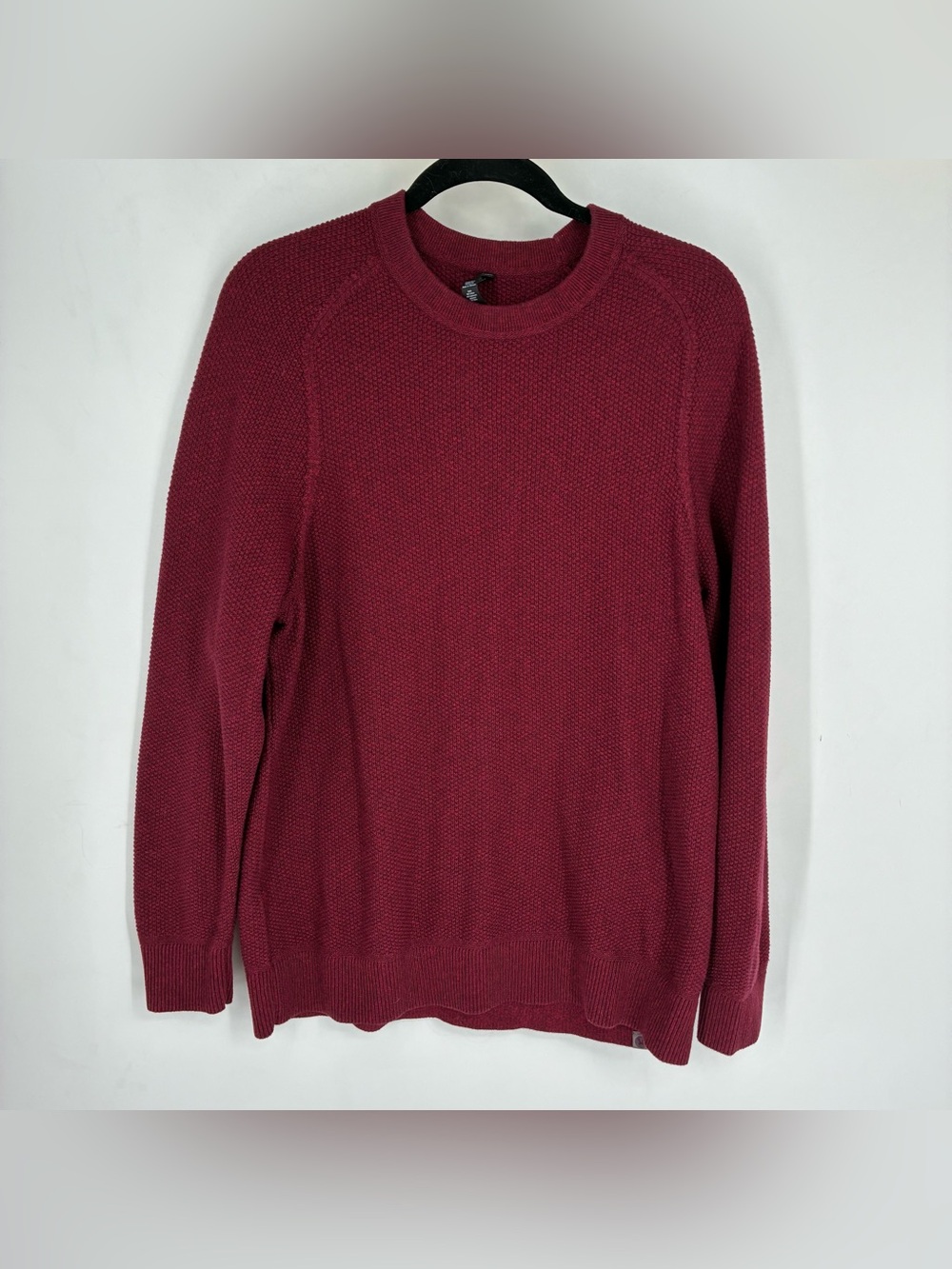 Lululemon Mens Medium Textured Knit Crewneck Sweater Maroon Burgundy